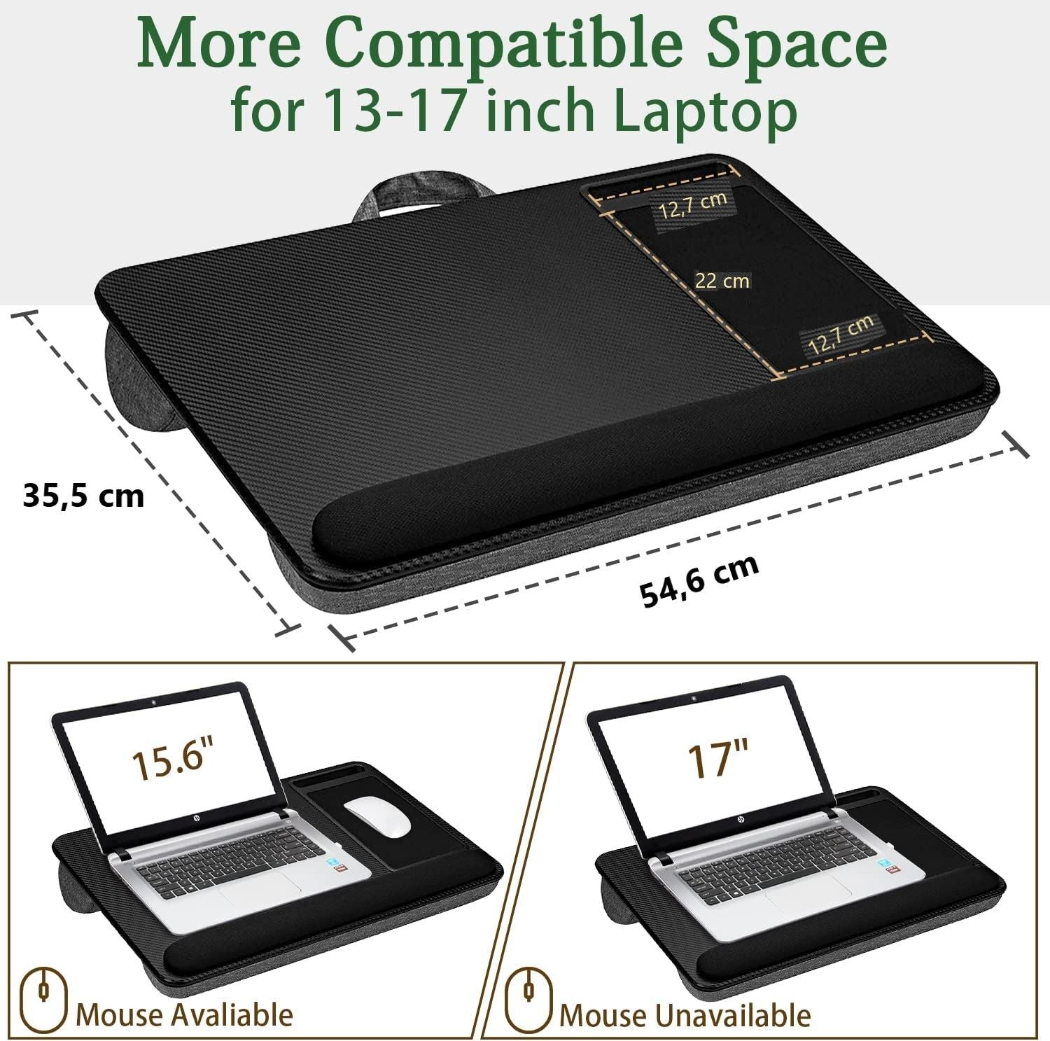 Portable Laptop Desk With Device Ledge, Mouse Pad (Black, 43Cm) | 43Cm