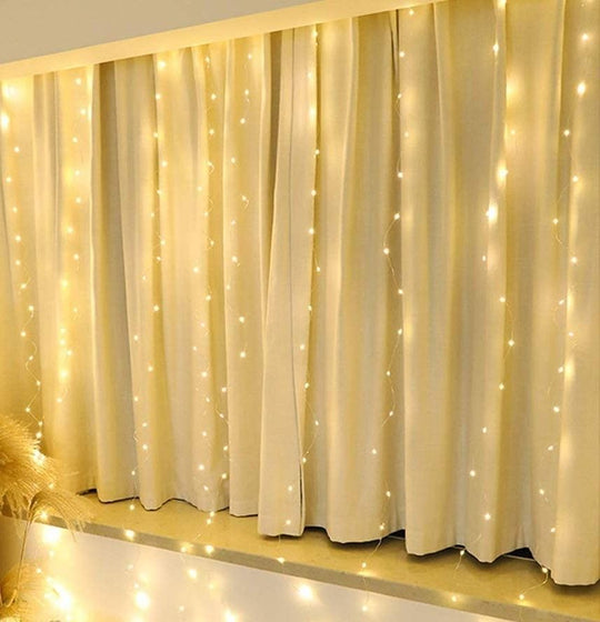 300 Led Curtain Fairy Lights With Remote Control Warm White