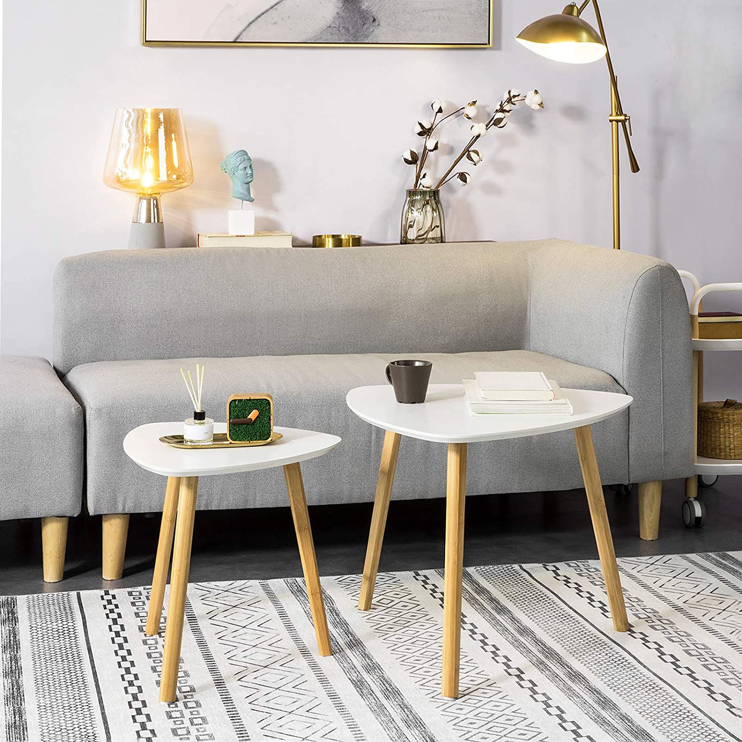 Set Of 2 White Side Nesting Tables