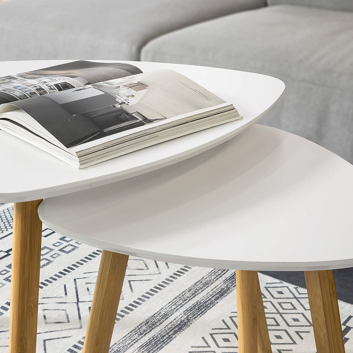 Set Of 2 White Side Nesting Tables