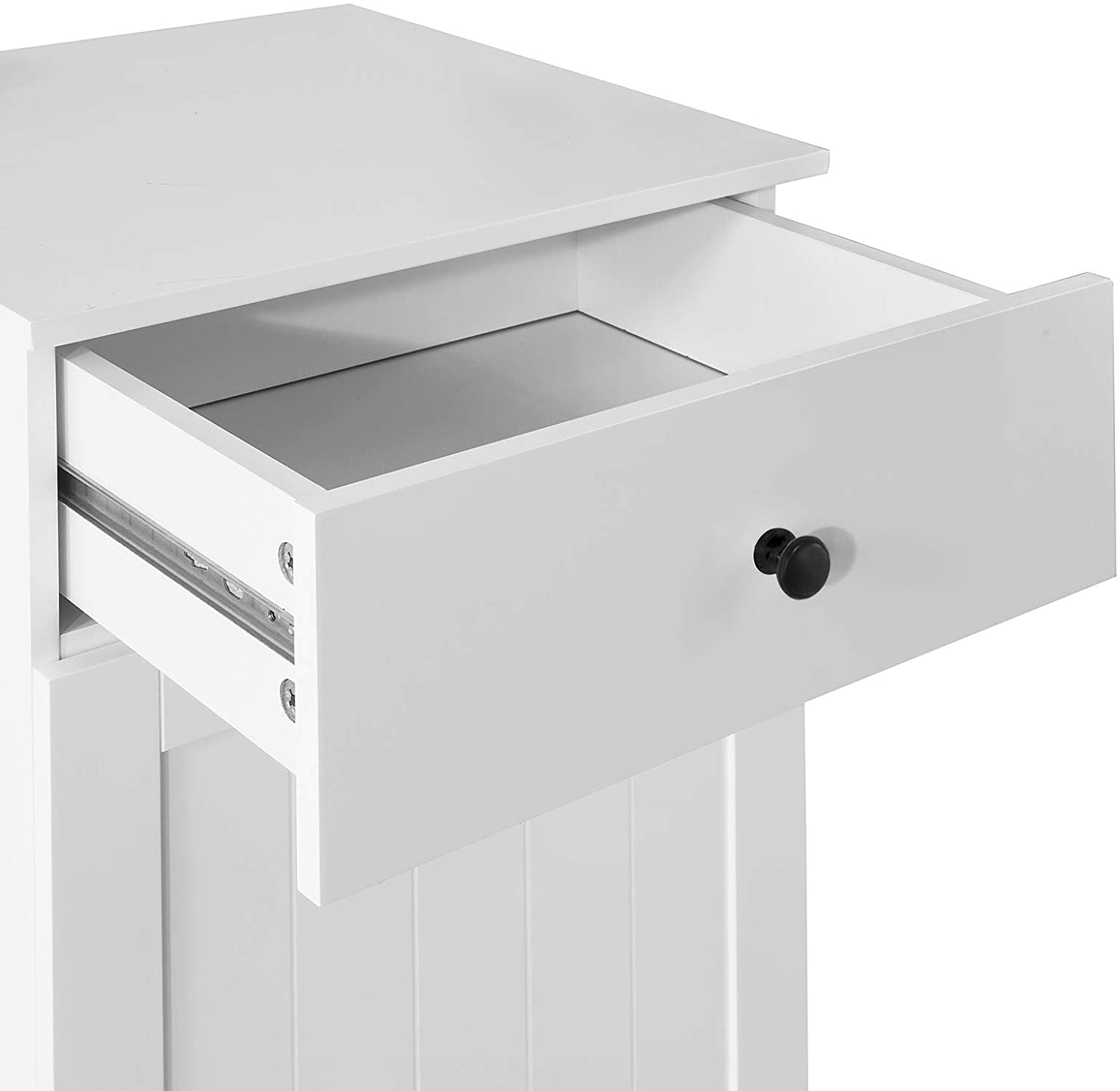 White Bathroom Cabinet With Laundry Basket And Drawer