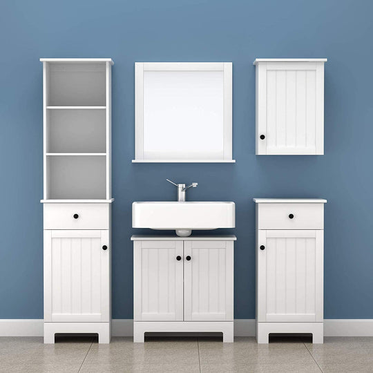 White Wall Cabinet With Door 40X52Cm with Audio Accessories