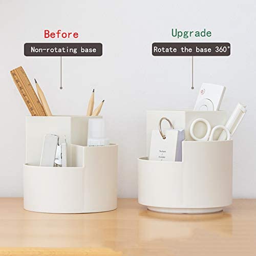 360 degree rotating multi-functional pen holder with 3 separate layer for office desk Pink