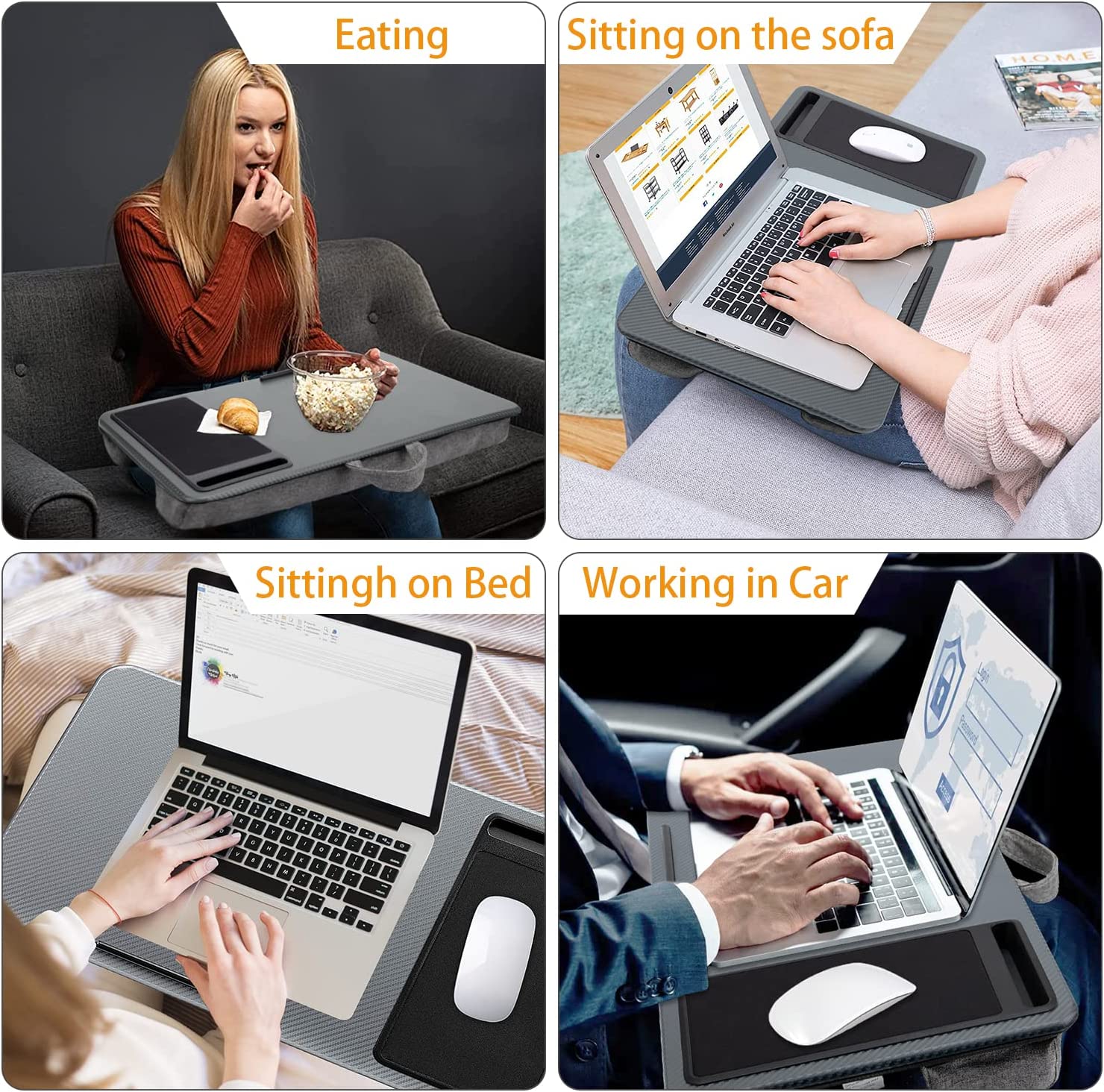 40Cm - Portable Laptop Desk With Device Ledge, Mouse Pad, And Phone Holder (Silver, 40Cm)