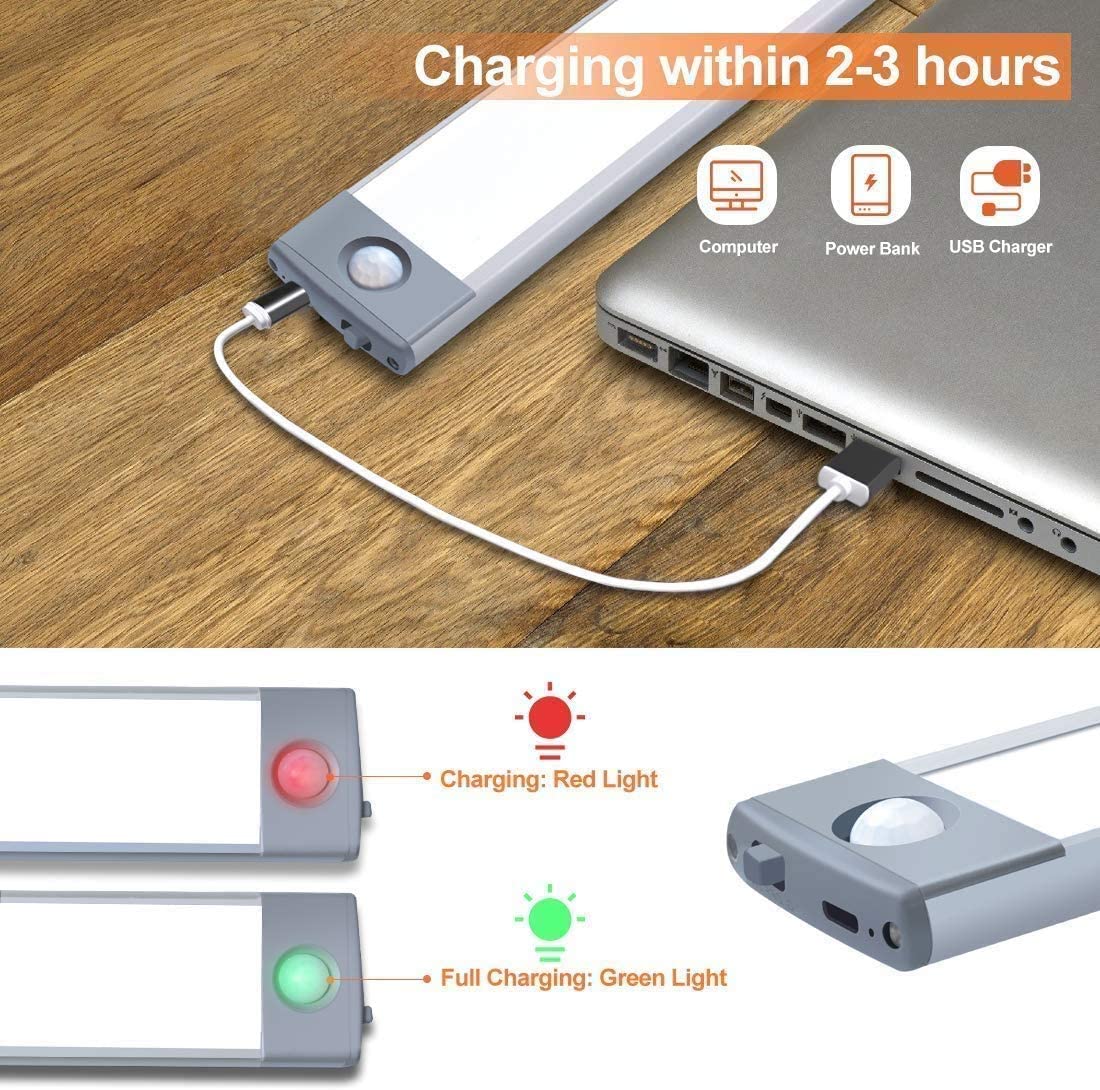 Night Lights & Ambient Lighting - 54 Led Rechargeable Under Cabinet Night Lighting(Sliver And White Light)