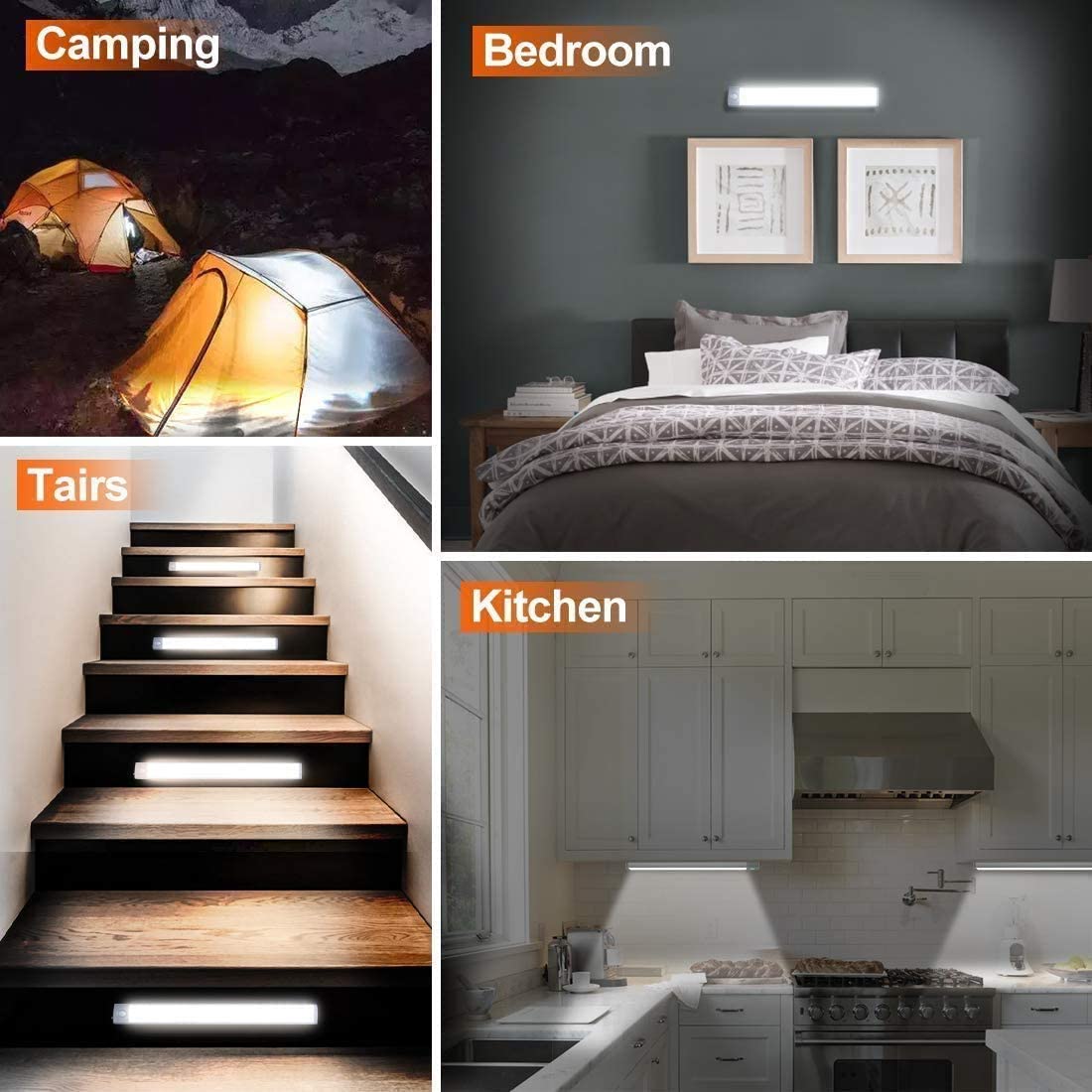 Kitchen - 54 Led Rechargeable Under Cabinet Night Lighting(Sliver And White Light)