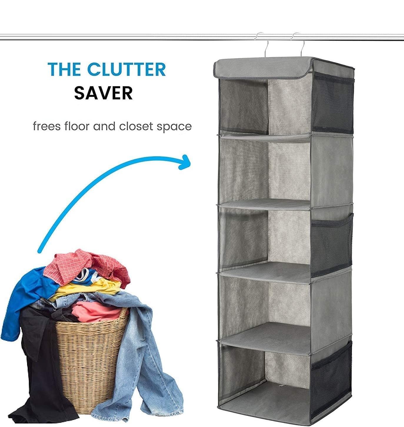 2 Pack 5 Foldable Shelf Hanging Closet Organizer Space Saver