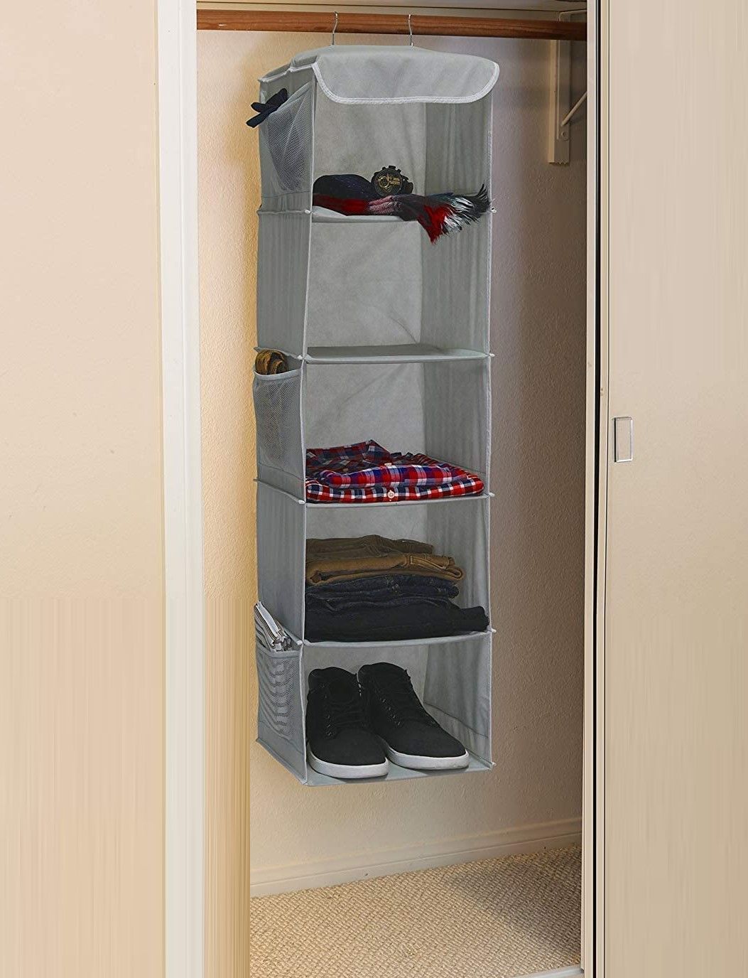 2 Pack 5 Foldable Shelf Hanging Closet Organizer Space Saver