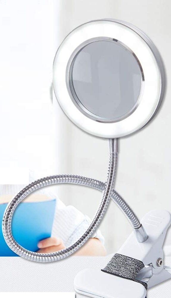 Led 8X Magnifying Lamp With Flexible Gooseneck with Lighting Metal Clamp Deg