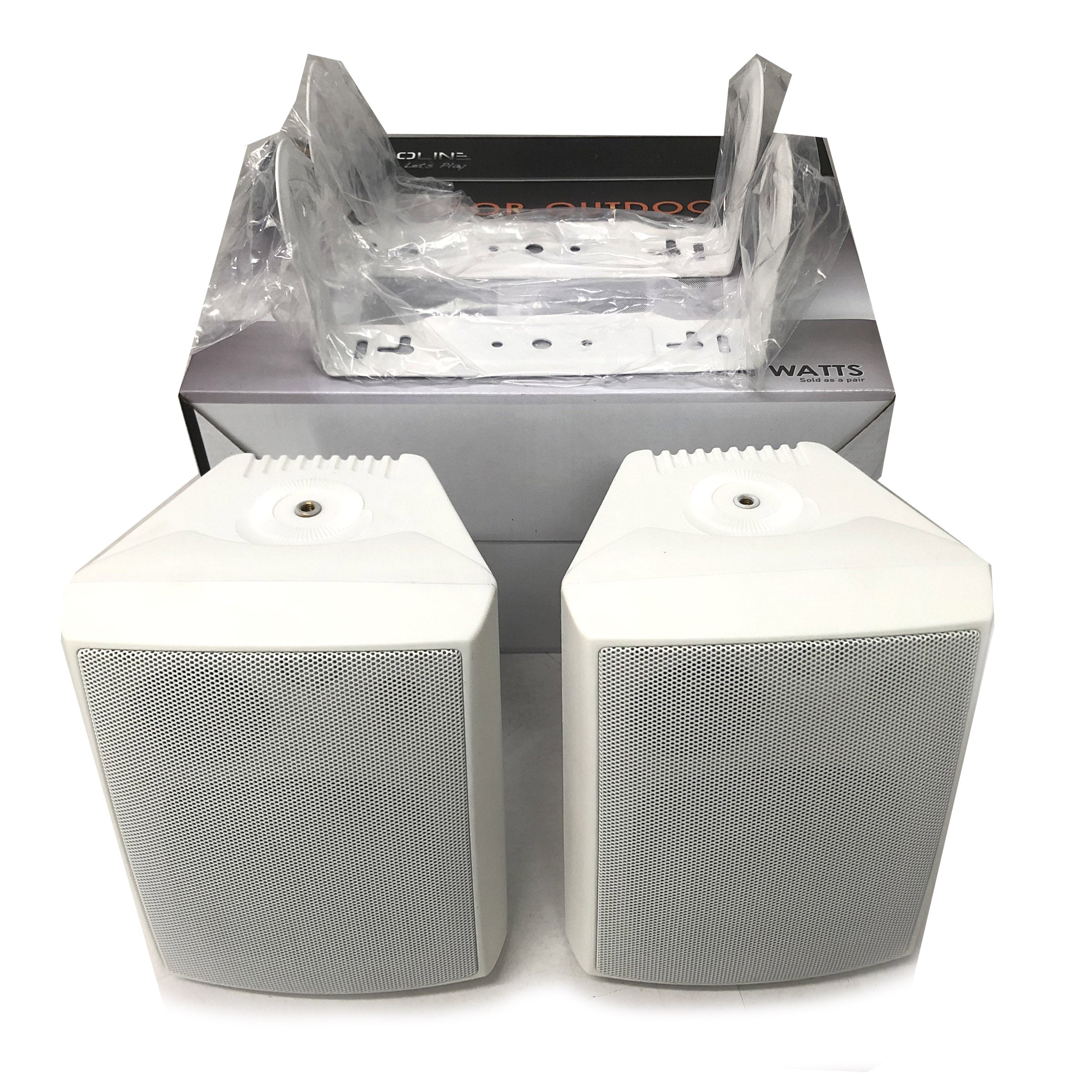Indoor Outdoor Speaker Pair 3-Way 4" Bookshelf Wall / Ceiling Mount