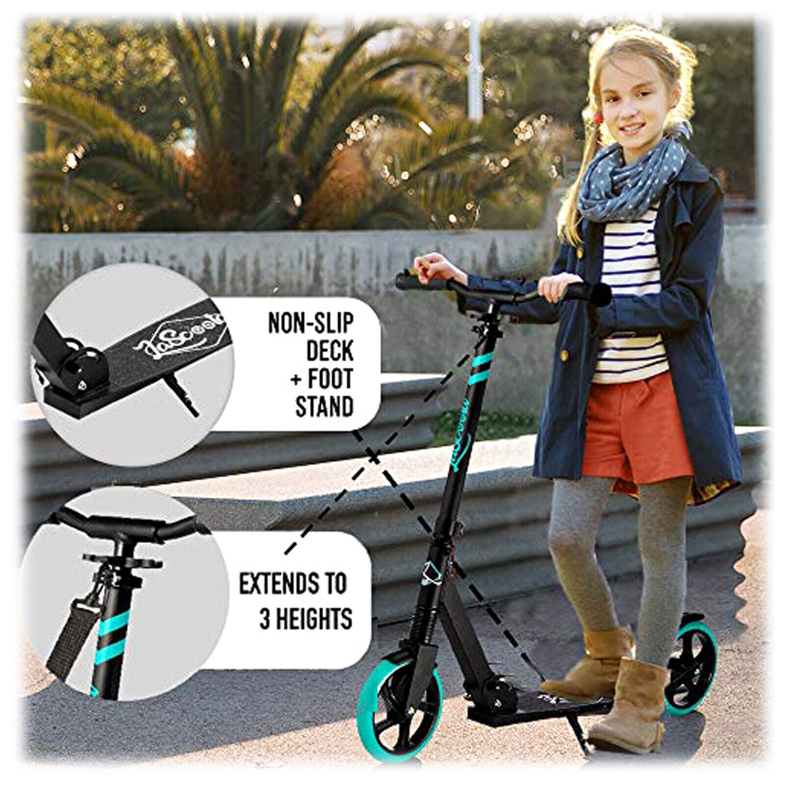 Pulse Kick Push Commuter Scooter Teen Adult Graphic Black