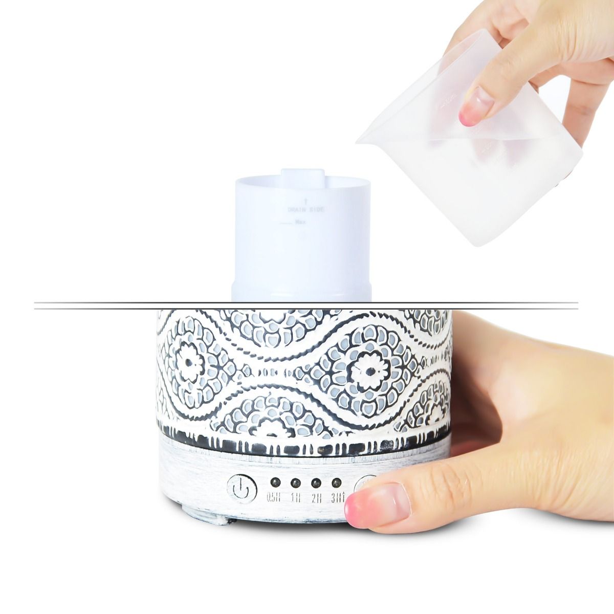 100Ml Metal Essential Oil And Aroma Diffuser-Vintage White