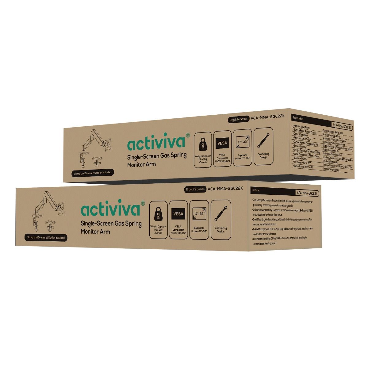 activiva Ergolife Single-Screen Gas Spring Monitor Arm | Computer Monitors & Accessories