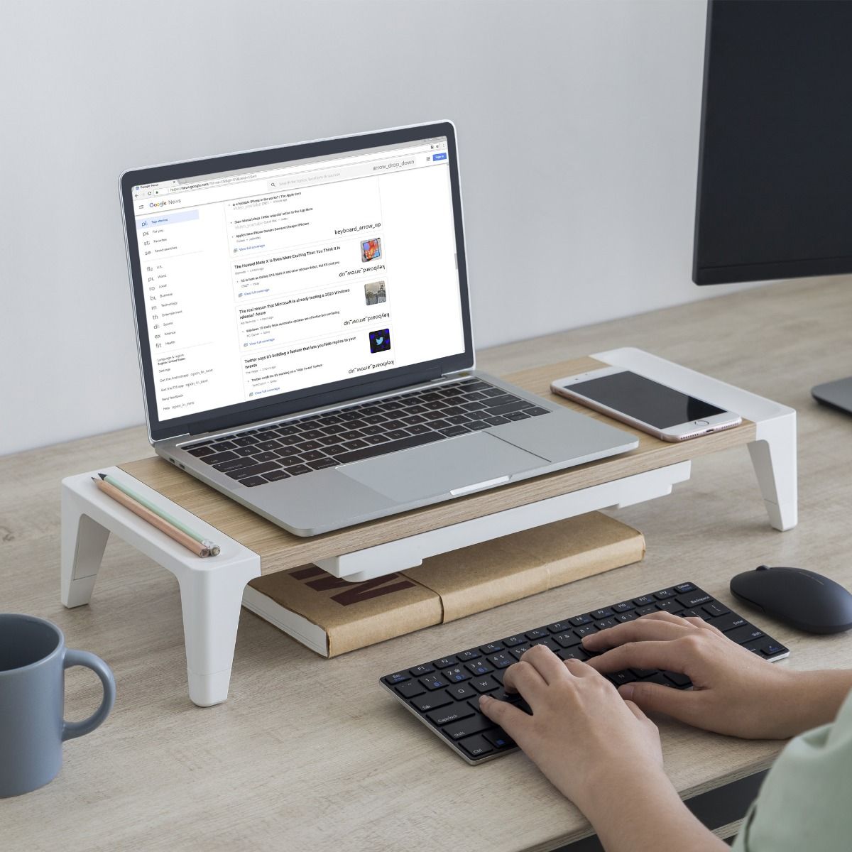 Ergolife Monitor Stand Riser With Storage Drawer