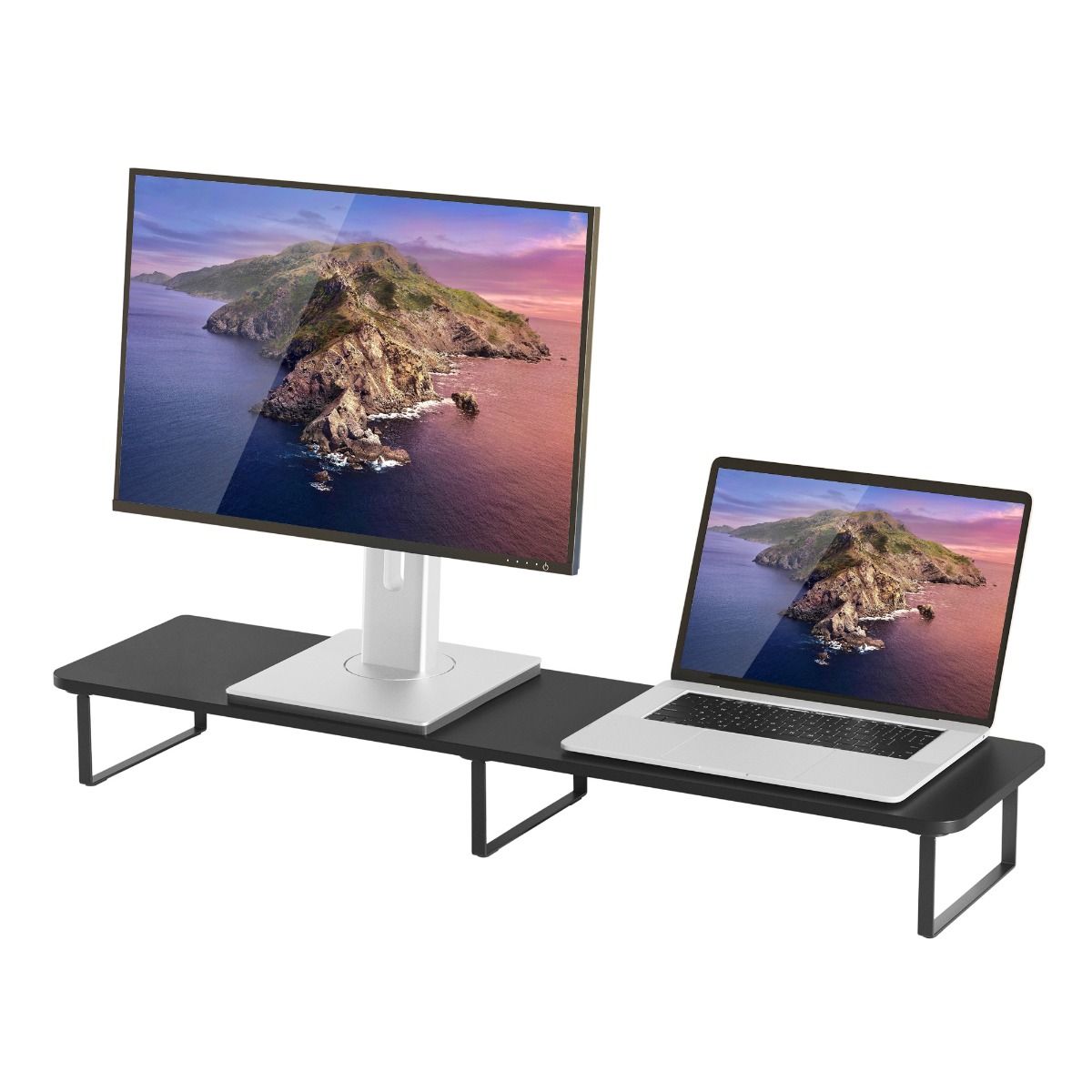 Black Dual Monitor Riser - Elevatex Sleek