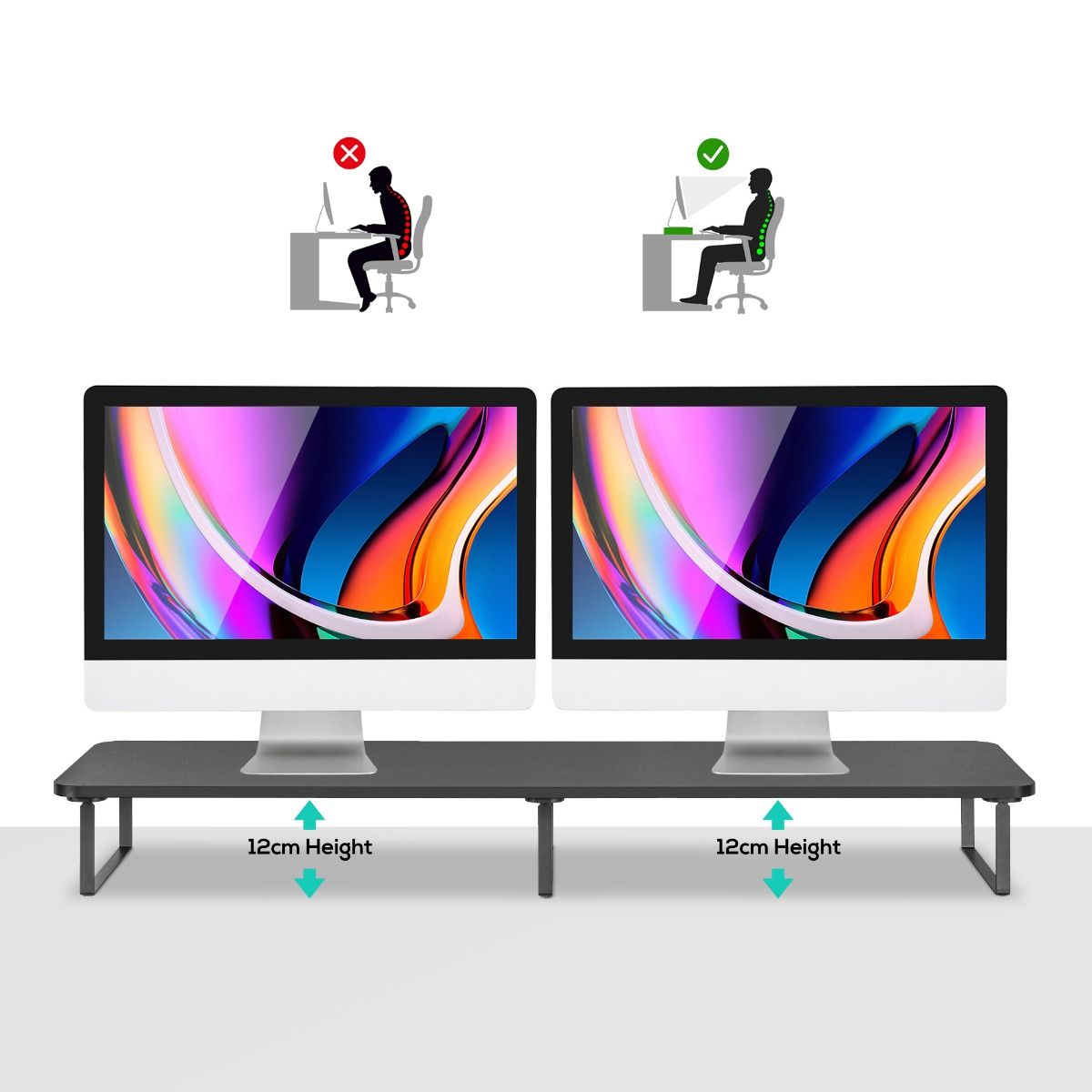 Computer Monitors & Accessories - Black Dual Monitor Riser