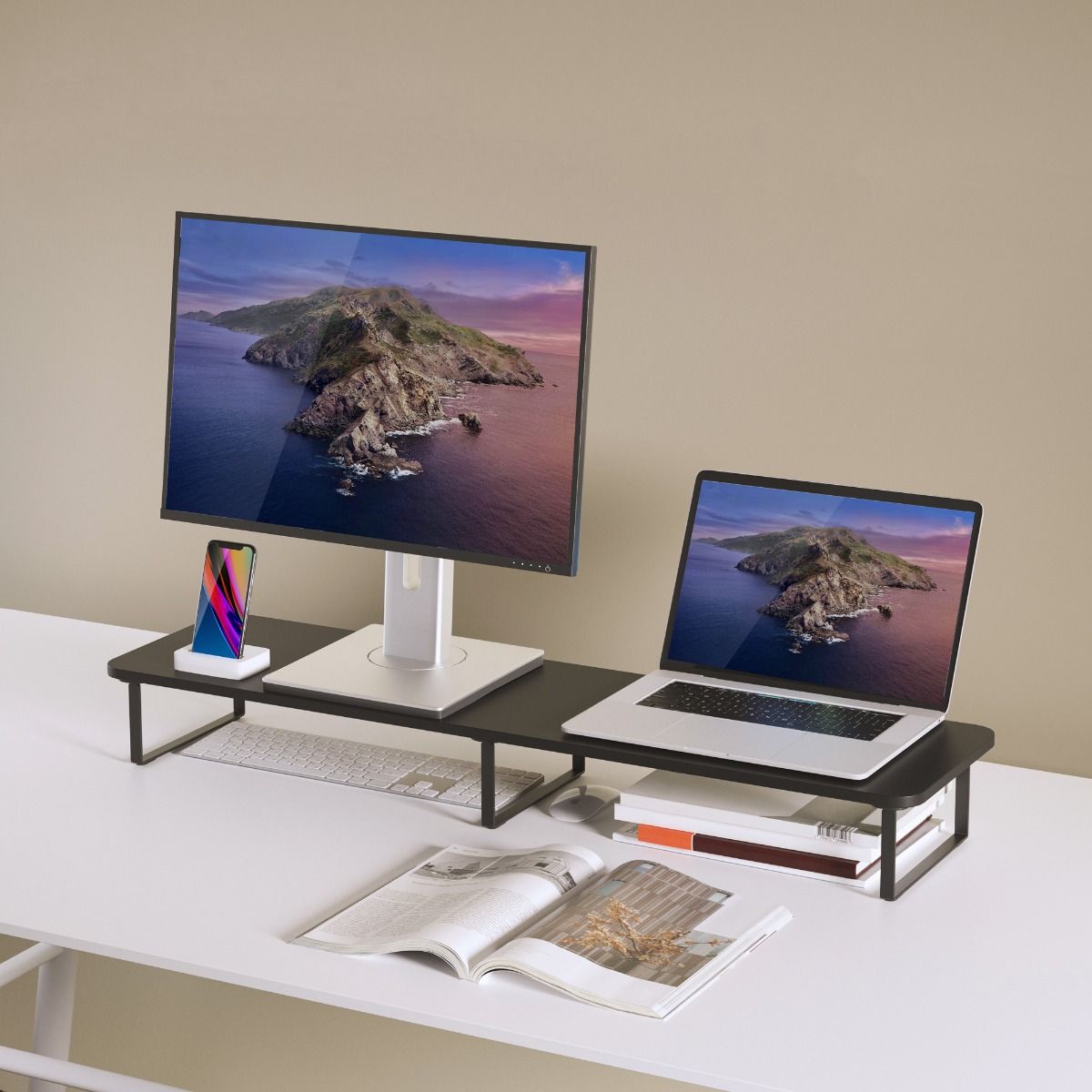 Black colour - Black Dual Monitor Riser