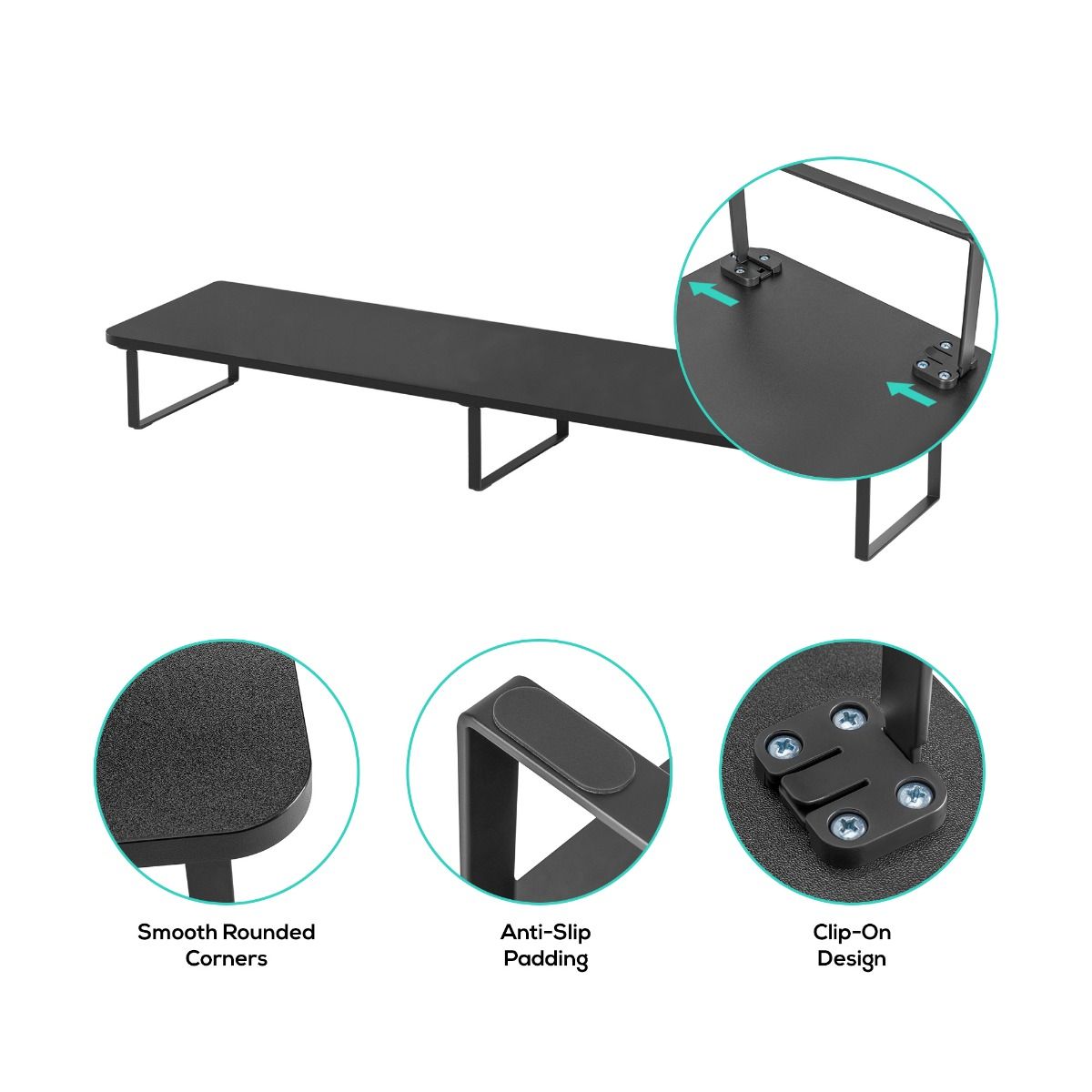Black Dual Monitor Riser | Elevatex Sleek