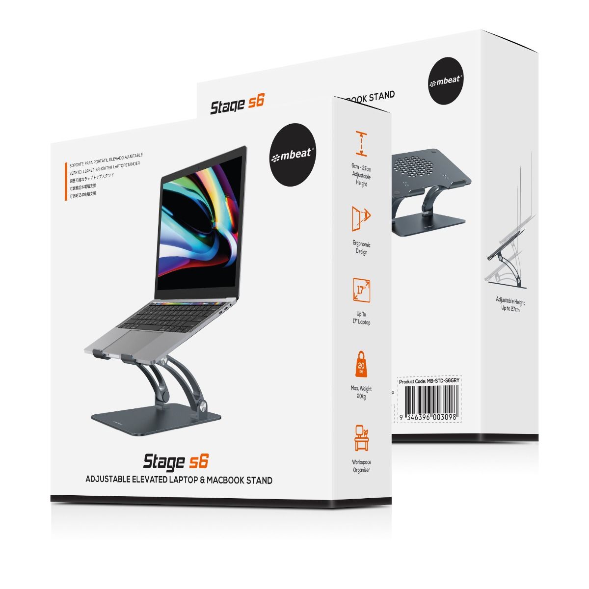 Mbeat Stage S6 Adjustable Elevated Laptop And Macbook Stand with Laptop Stands