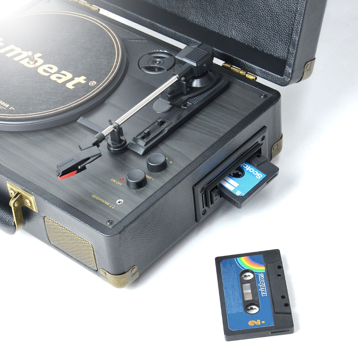 Mbeat Uptown Retro Turntable And Cassette Player With Bluetooth Speakers, Audio Players & Recorders