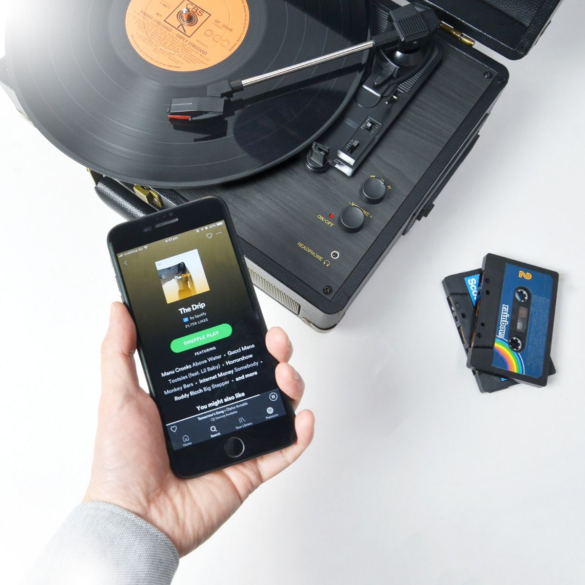 Mbeat Uptown Retro Turntable And Cassette Player With Bluetooth Speakers | Audio Players & Recorders