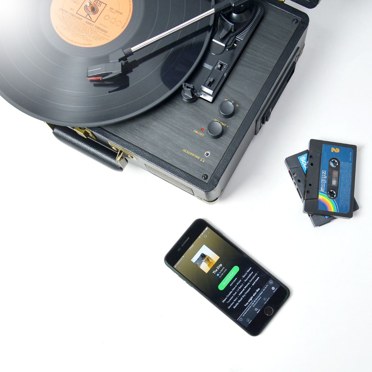 Mbeat Uptown Retro Turntable And Cassette Player With Bluetooth Speakers with Audio Players & Recorders