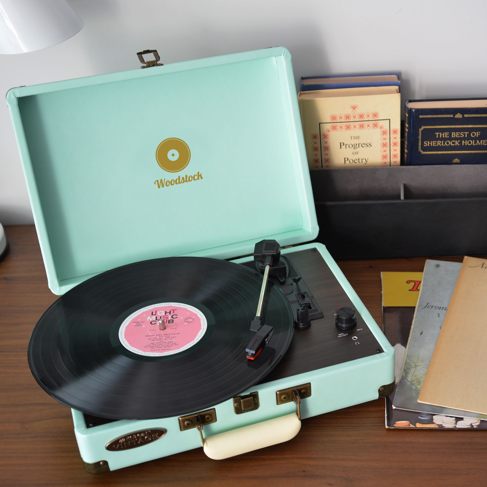 Mbeat Woodstock Tiffany Blue Retro Turntable, Audio Players & Recorders
