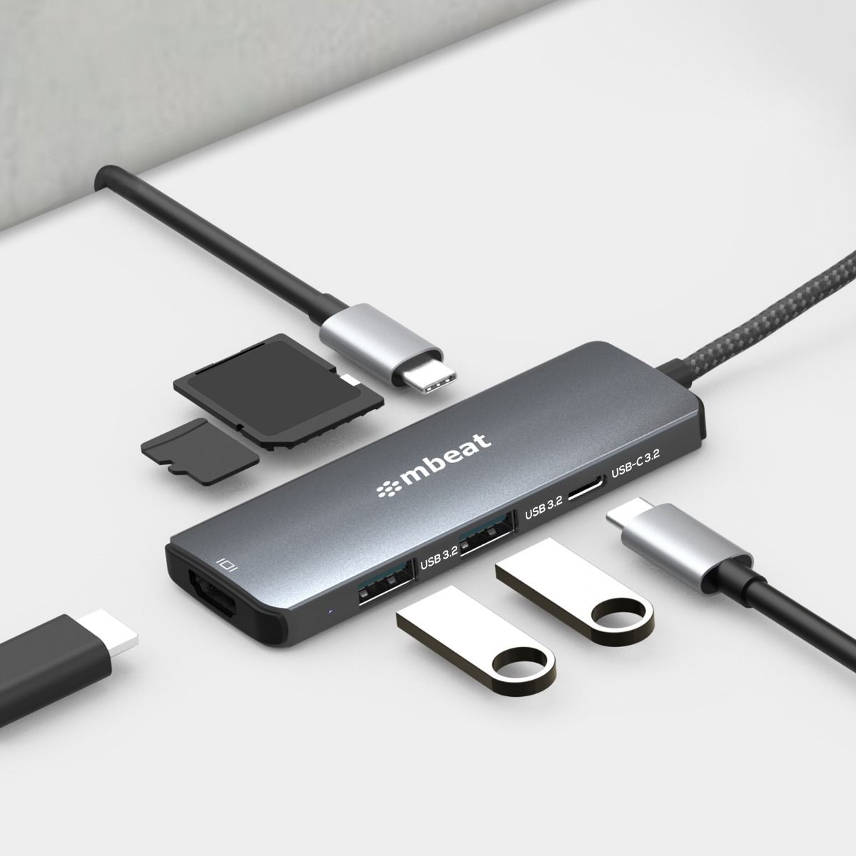 Mbeat 7-In-1 Usb-C 3.2 Gen2 Hub With 8K Video, 10Gbps Data - Space Grey | Multifunctionality