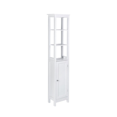 Bathroom Tall Storage Cabinet Organiser With Shelves - White