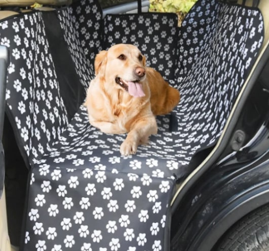 Waterproof Pet Car Seat Hammock with Mesh Window | Oasis Cover Blue Black