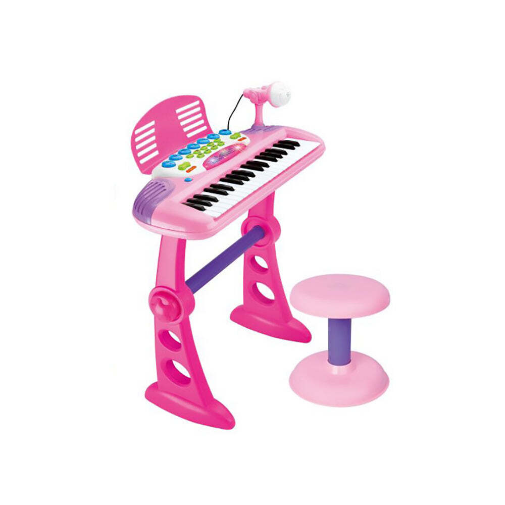 Children’s Electronic Keyboard with Stand Pink Musical Instrument Toy