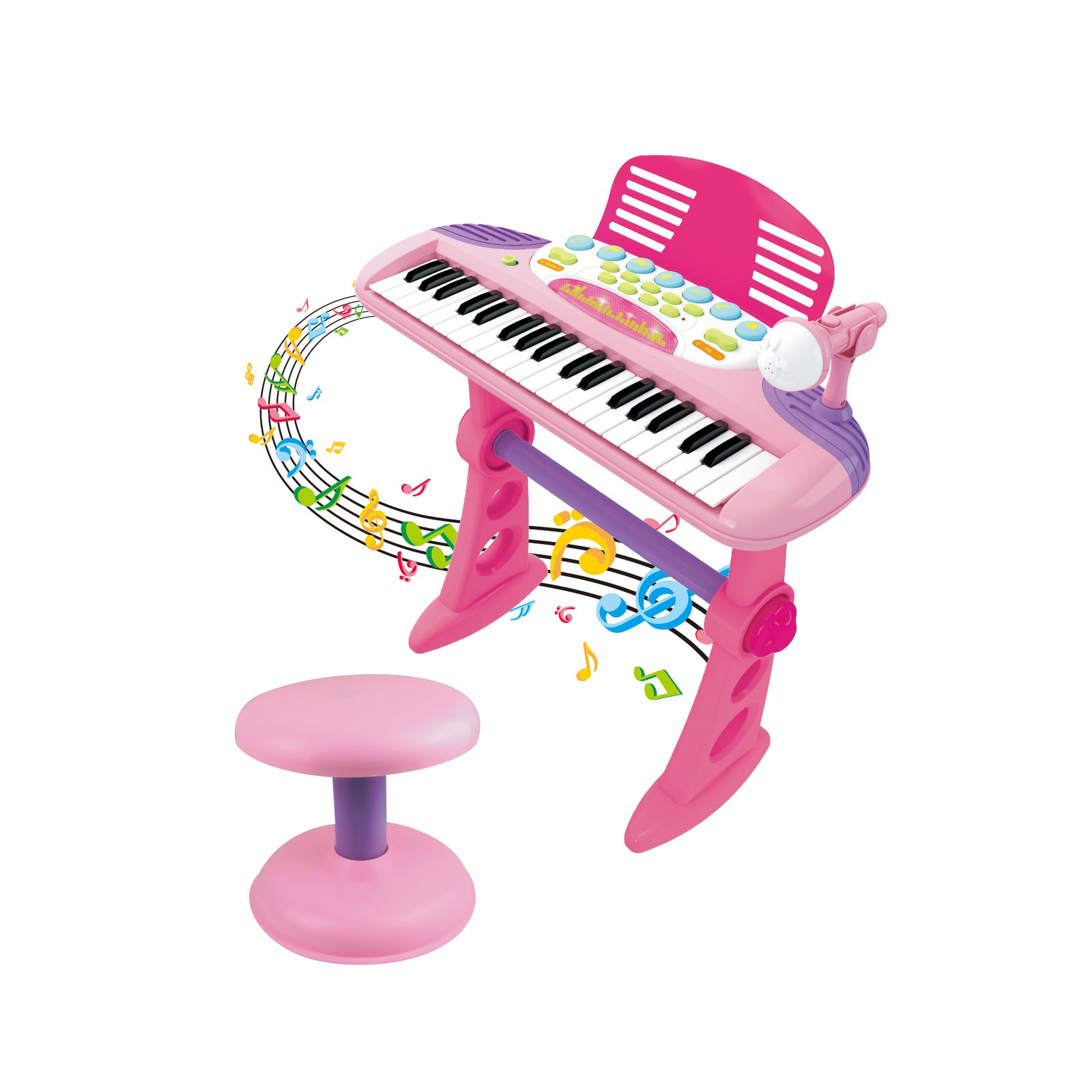 Children’s Electronic Keyboard with Stand Pink Musical Instrument Toy