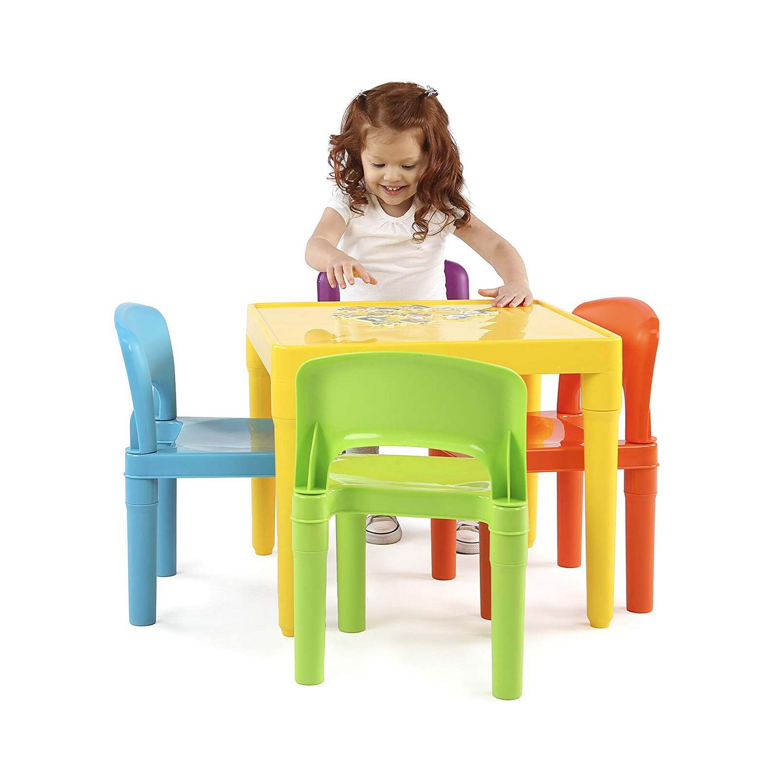 Kids 5 Piece Table and 4 Chairs Set Multicoloured Plastic Furniture