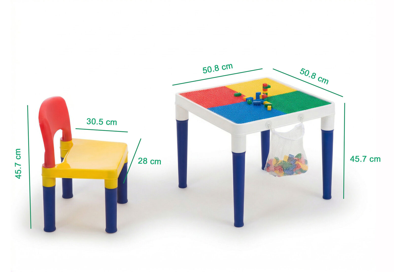 Children’s 2-in-1 Building Blocks Table & Chairs Set with 100 Blocks