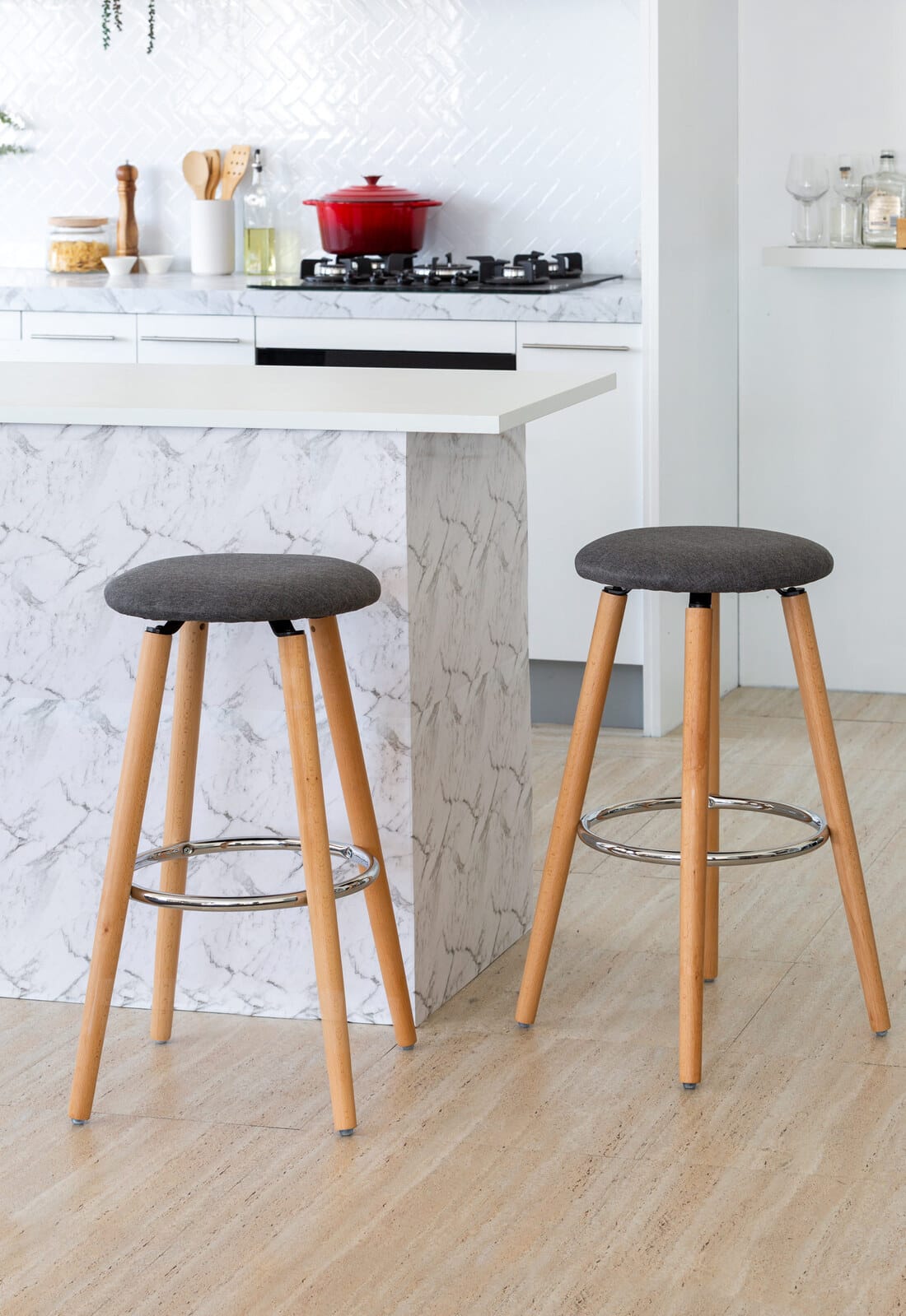 Modern Grey Barstools Padded 53x53x71cm