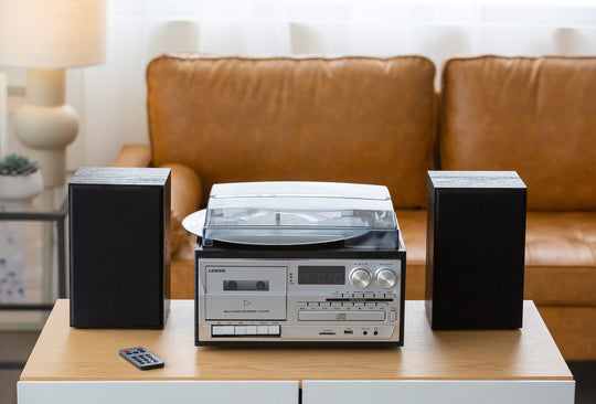 Black Audio System with Vinyl, CD, Cassette & Bluetooth