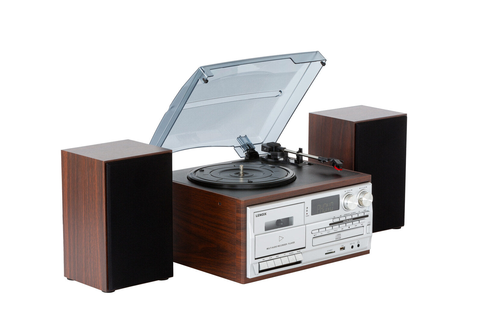 Brown Audio System Turntable CD Vinyl Streaming Player