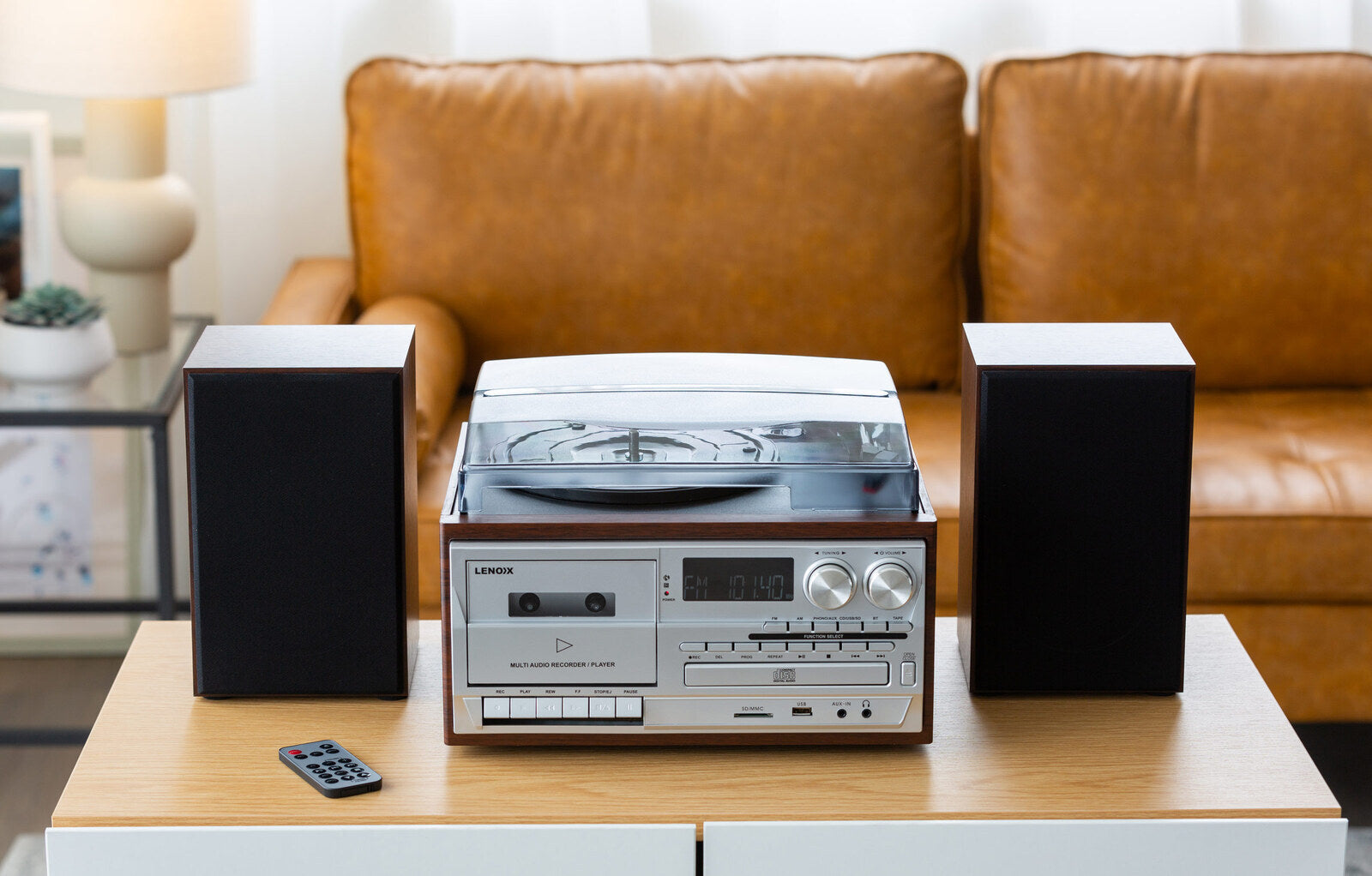 Brown Audio System Turntable CD Vinyl Streaming Player