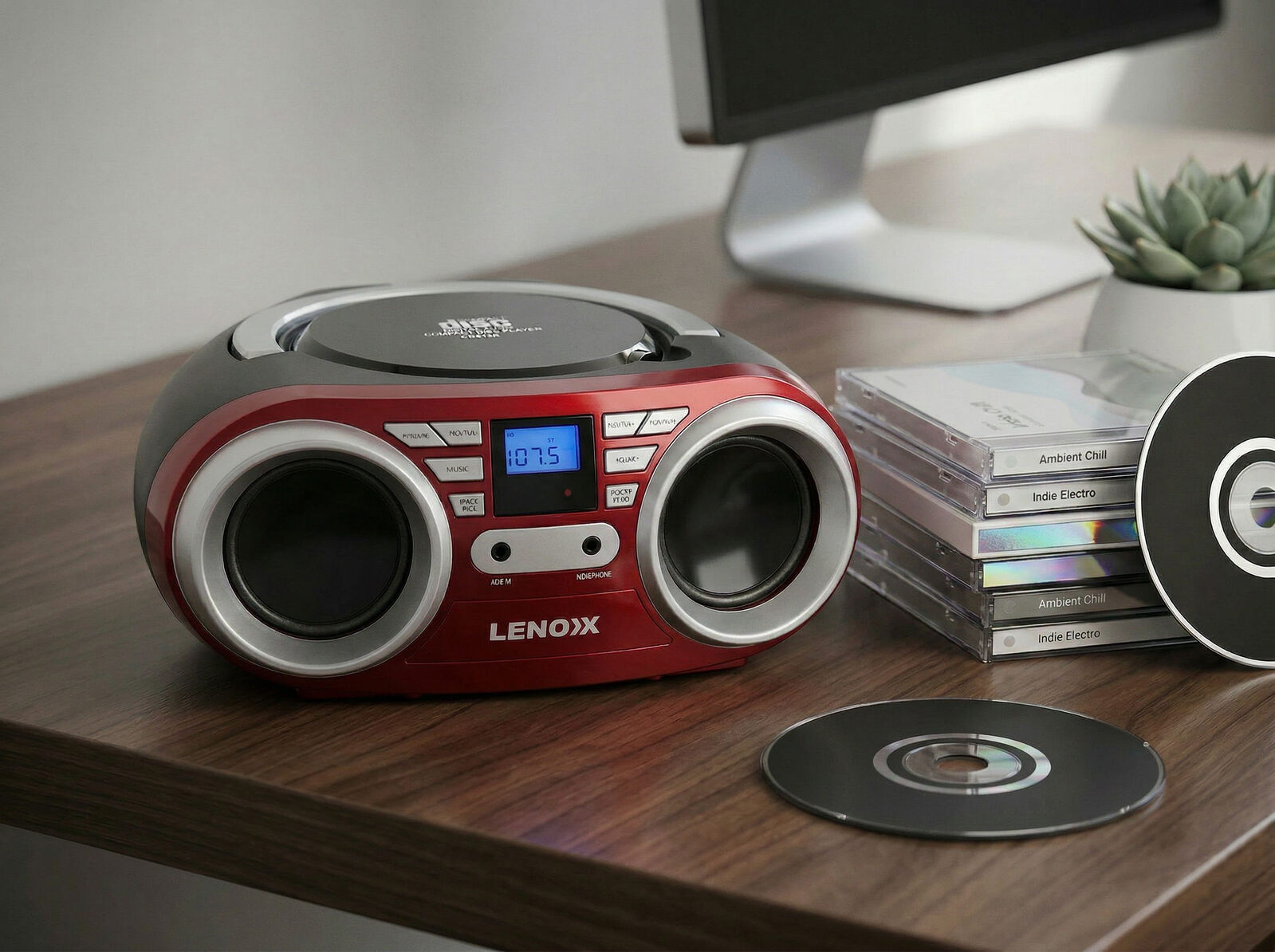 Portable CD Player Black/Red, Black colour