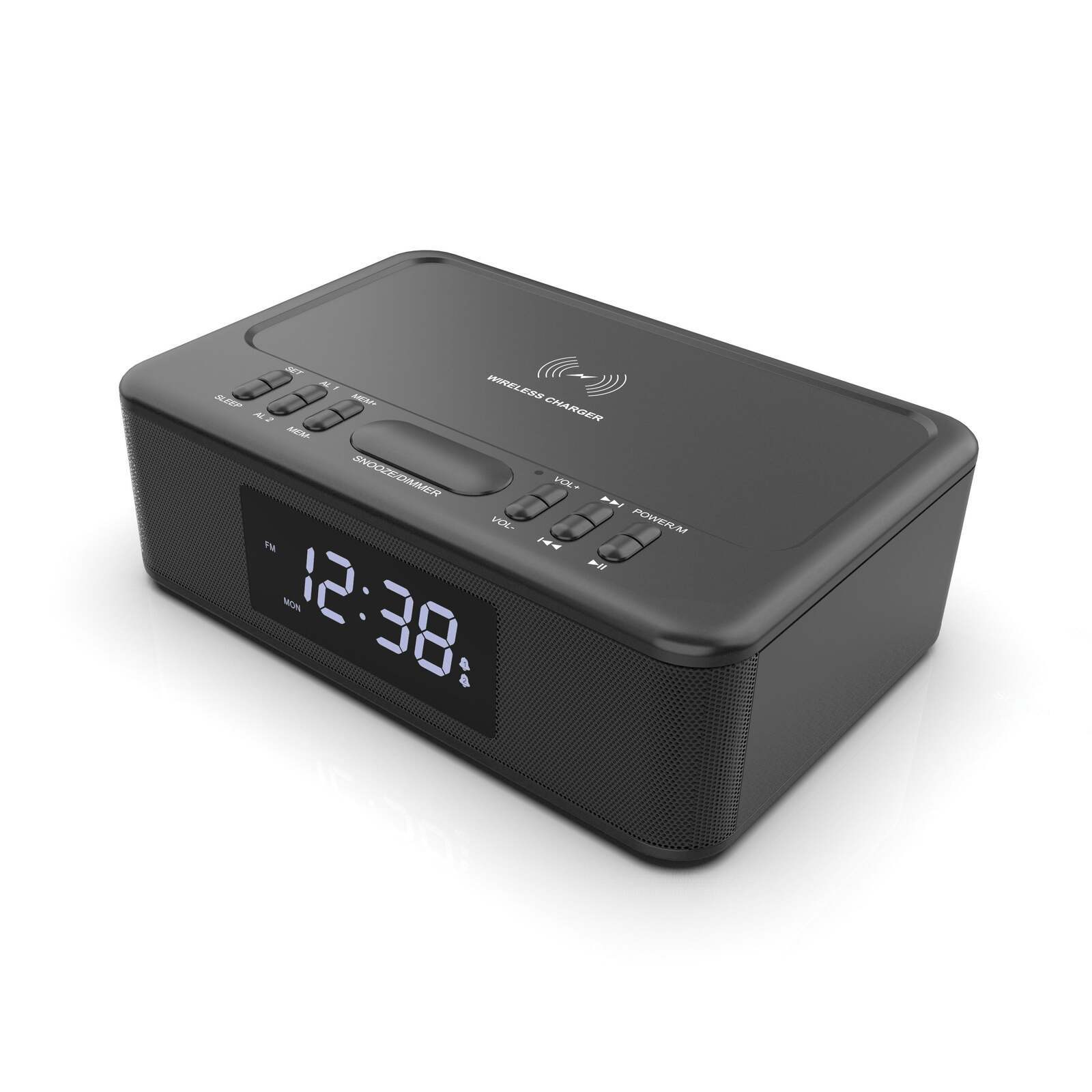 Wireless Charging Bluetooth Alarm Clock FM Radio Dual Alarm USB Charger