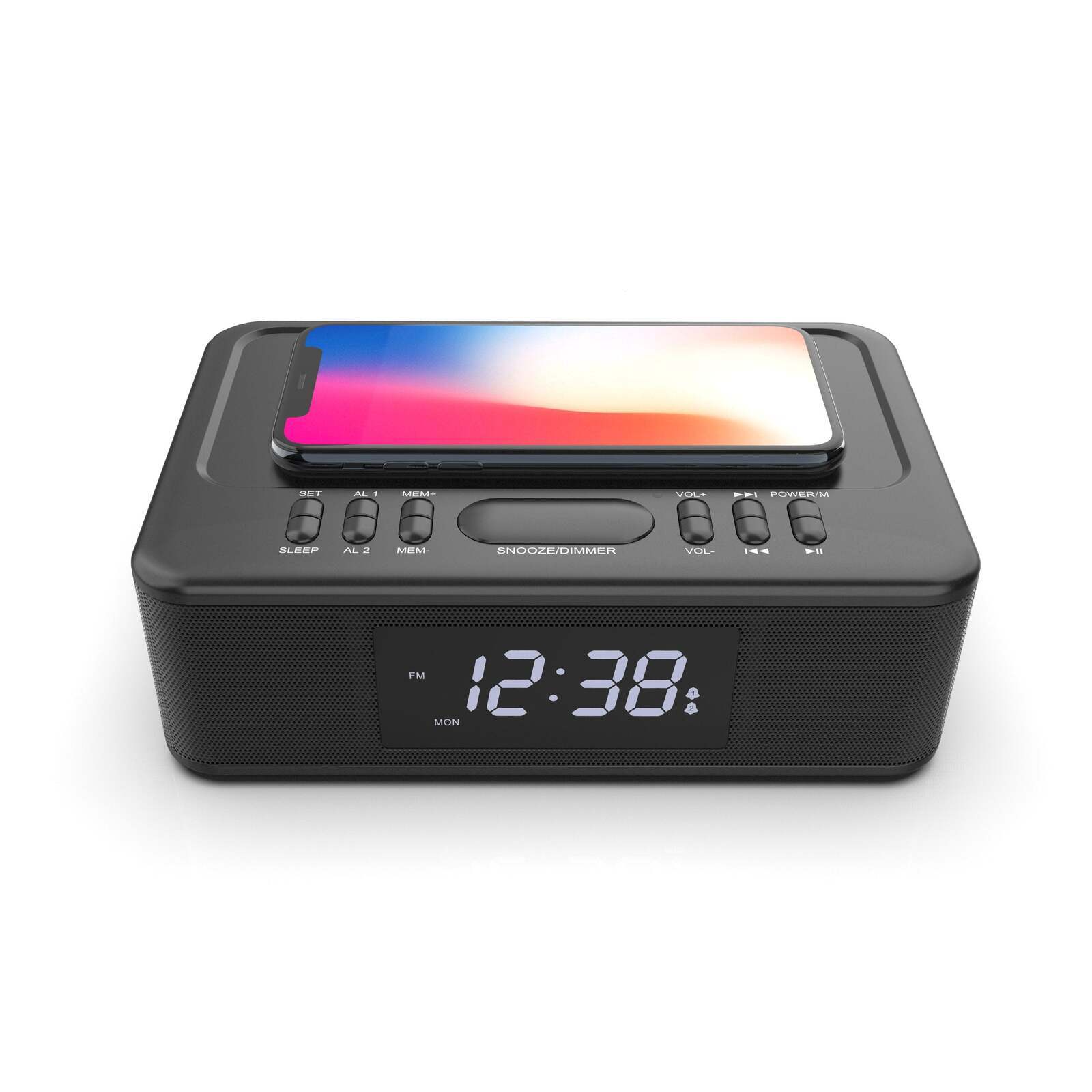 Wireless Charging Bluetooth Alarm Clock FM Radio Dual Alarm USB Charger