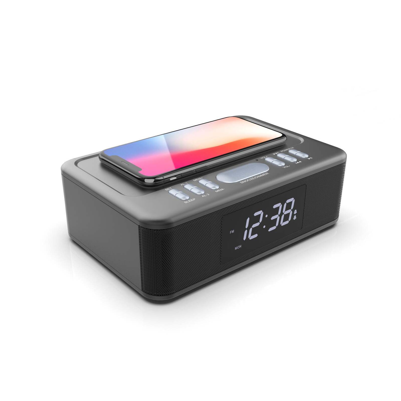Wireless Charging Bluetooth Alarm Clock FM Radio Dual Alarm USB Charger