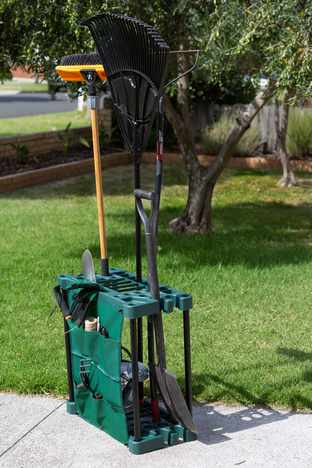 Garden Tool Storage Rack 40 Slots Organizer Holder Garage Shed Rack with Pouch
