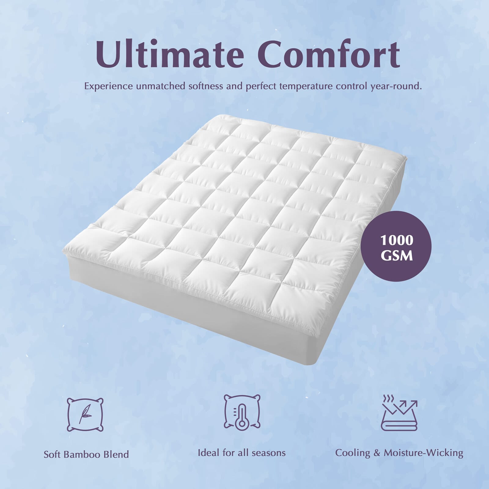 Hypoallergenic Mattress Topper King Size 183x203x45cm