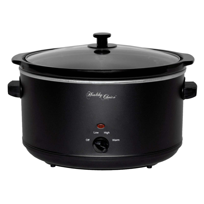 8L Slow Cooker (Black) Large Capacity Ceramic Pot, 300W - Rice Cookers & Steamers