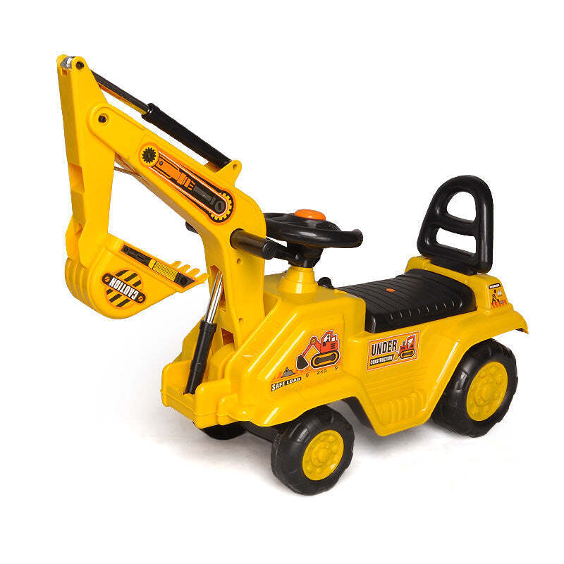 Ride-On Children’s Excavator Yellow with Dual Operation Levers for Scooping