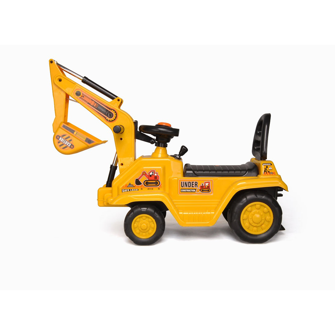 Ride-On Children’s Excavator Yellow with Dual Operation Levers for Scooping
