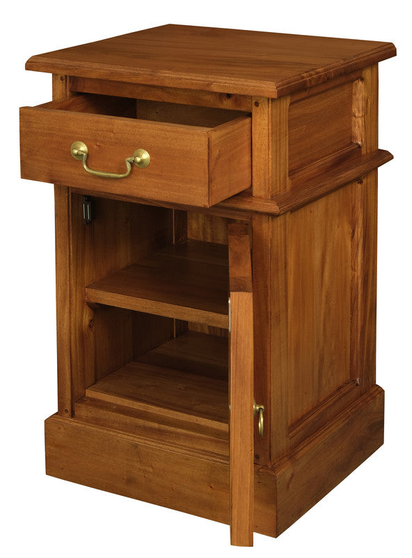 Bedside Tables - Tasmania 1 Solid Door 1 Drawer Bedside (Light Pecan)