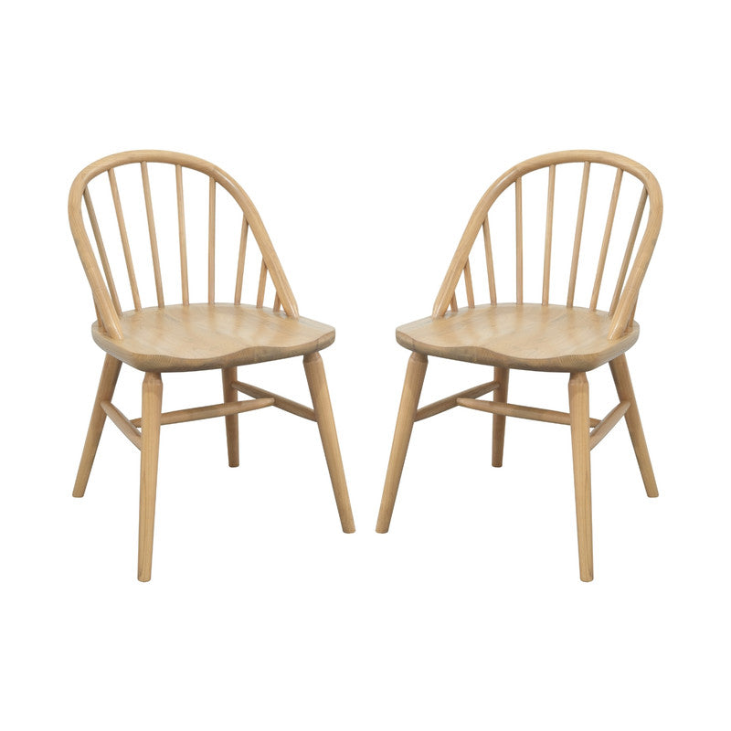 2x Solid Oak Dining Chair - (Black)