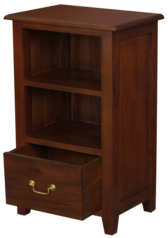 1 Drawer Solid Mahogany Timber Lamp Table (Chocolate)